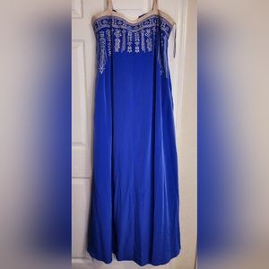 Jessica Simpson Blue Sleeveless Embroidered Maxi Dress